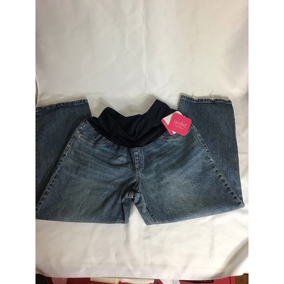 Isabel Maternity Jeans Sz. 10 NWT Blue Vintage Straight Crossover Panel - Picture 5 of 8